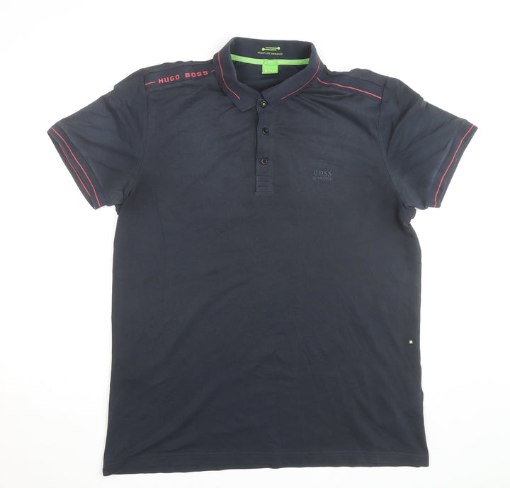 Hugo Boss Mens Black Slim Fit 2XL Polo Shirt Moisture Wicking