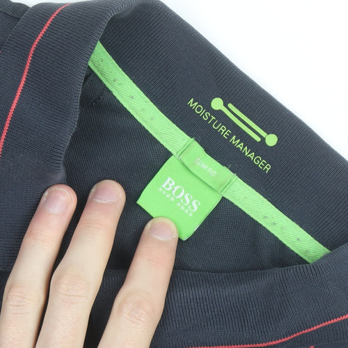 Hugo Boss Mens Black Slim Fit 2XL Polo Shirt Moisture Wicking