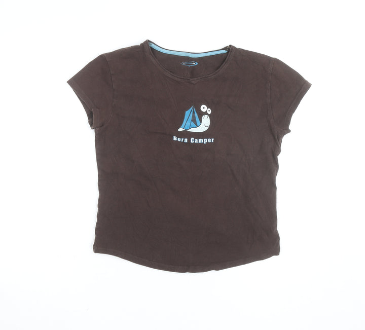 Mountain Life Girls Brown Born Camper Graphic Cotton T-Shirt Size 10