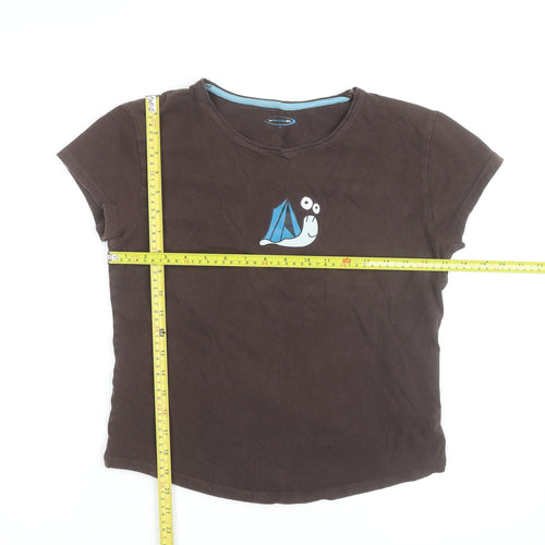 Mountain Life Girls Brown Born Camper Graphic Cotton T-Shirt Size 10