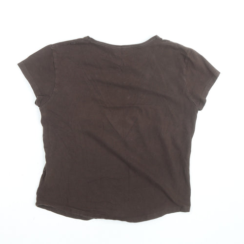 Mountain Life Girls Brown Born Camper Graphic Cotton T-Shirt Size 10