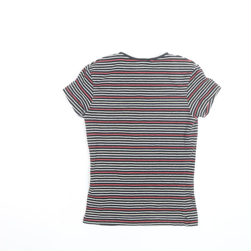 ELLE Women's Multicoloured Striped Embroidered T-Shirt Size S UK10