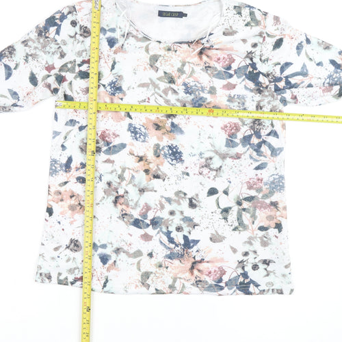 Sugar Crisp Womens Floral Long Sleeve Jersey Top Size L White Multicoloured