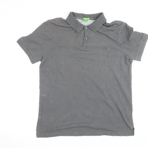 Hugo Boss Men's Grey Regular Fit Cotton Polo Shirt Size L