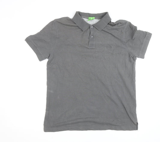 Hugo Boss Men's Grey Regular Fit Cotton Polo Shirt Size L