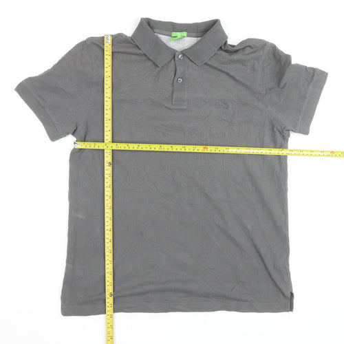 Hugo Boss Men's Grey Regular Fit Cotton Polo Shirt Size L