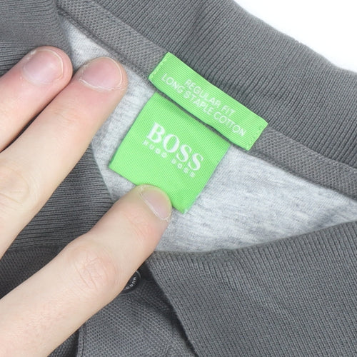 Hugo Boss Men's Grey Regular Fit Cotton Polo Shirt Size L