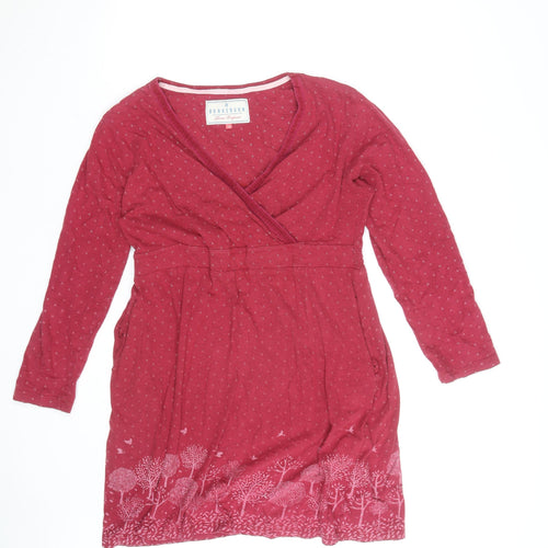 Brakeburn Women’s Red Wrap Jersey Blouse Size 14 Cotton