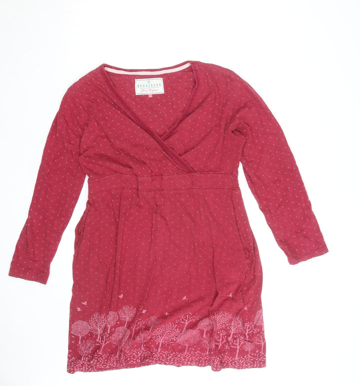 Brakeburn Women’s Red Wrap Jersey Blouse Size 14 Cotton