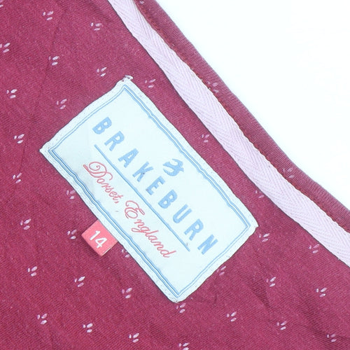 Brakeburn Women’s Red Wrap Jersey Blouse Size 14 Cotton