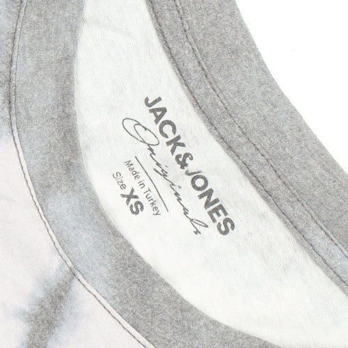 Jack & Jones Men's Grey Tie-Dye Graphic T-Shirt XS