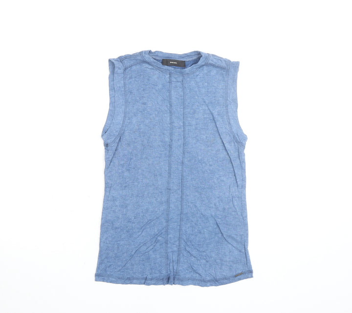 Diesel Women's Blue Sleeveless Jersey Tank Top Size M