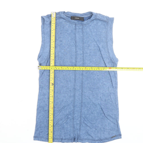 Diesel Women's Blue Sleeveless Jersey Tank Top Size M