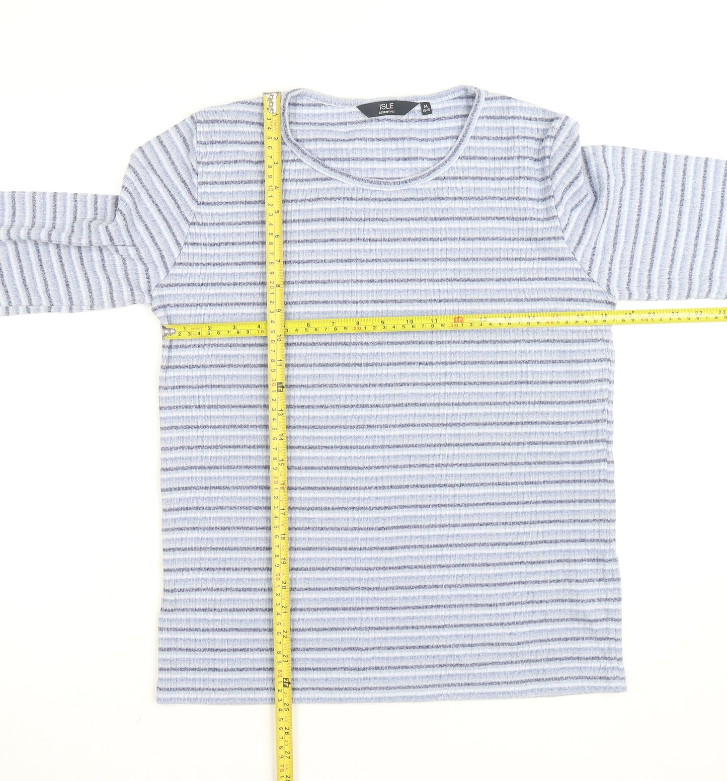 ISLE Essentials Women's Blue Striped Long Sleeve Knit Top Size 14-16