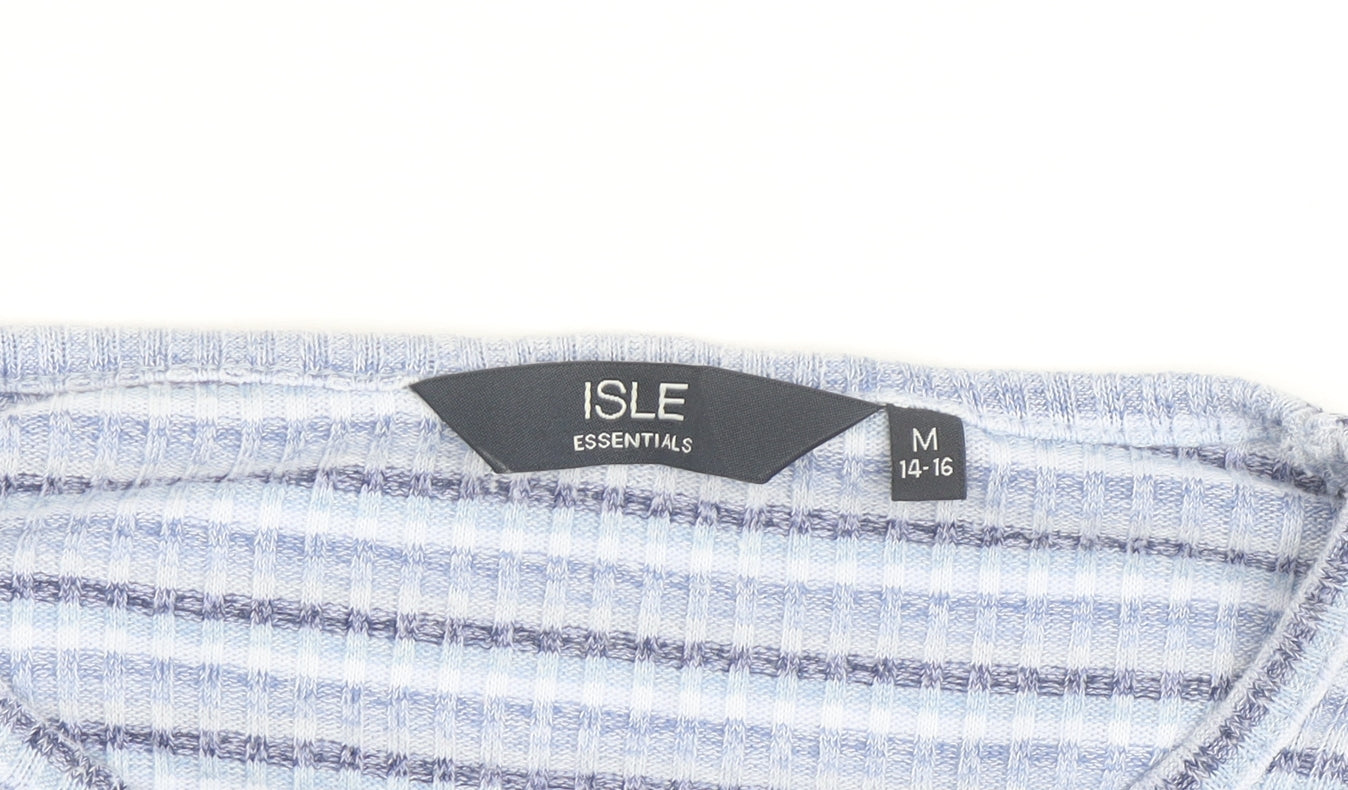 ISLE Essentials Women's Blue Striped Long Sleeve Knit Top Size 14-16