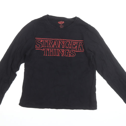 Primark Unisex Black Stranger Things Long Sleeve Cotton Top XS