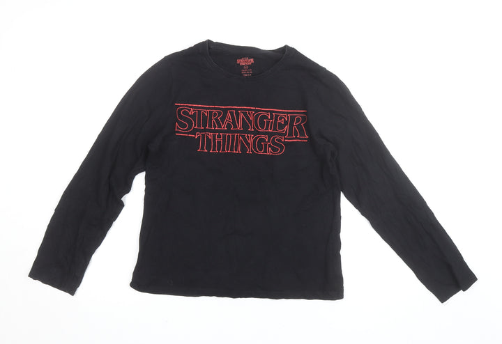 Primark Unisex Black Stranger Things Long Sleeve Cotton Top XS