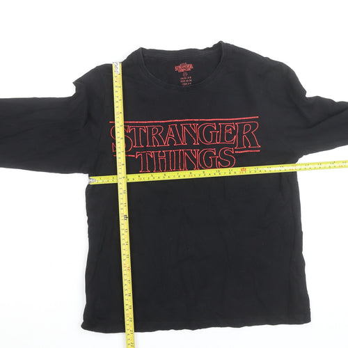 Primark Unisex Black Stranger Things Long Sleeve Cotton Top XS