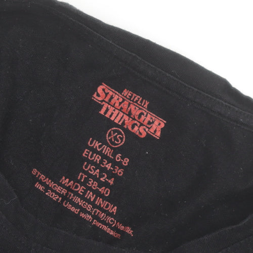 Primark Unisex Black Stranger Things Long Sleeve Cotton Top XS