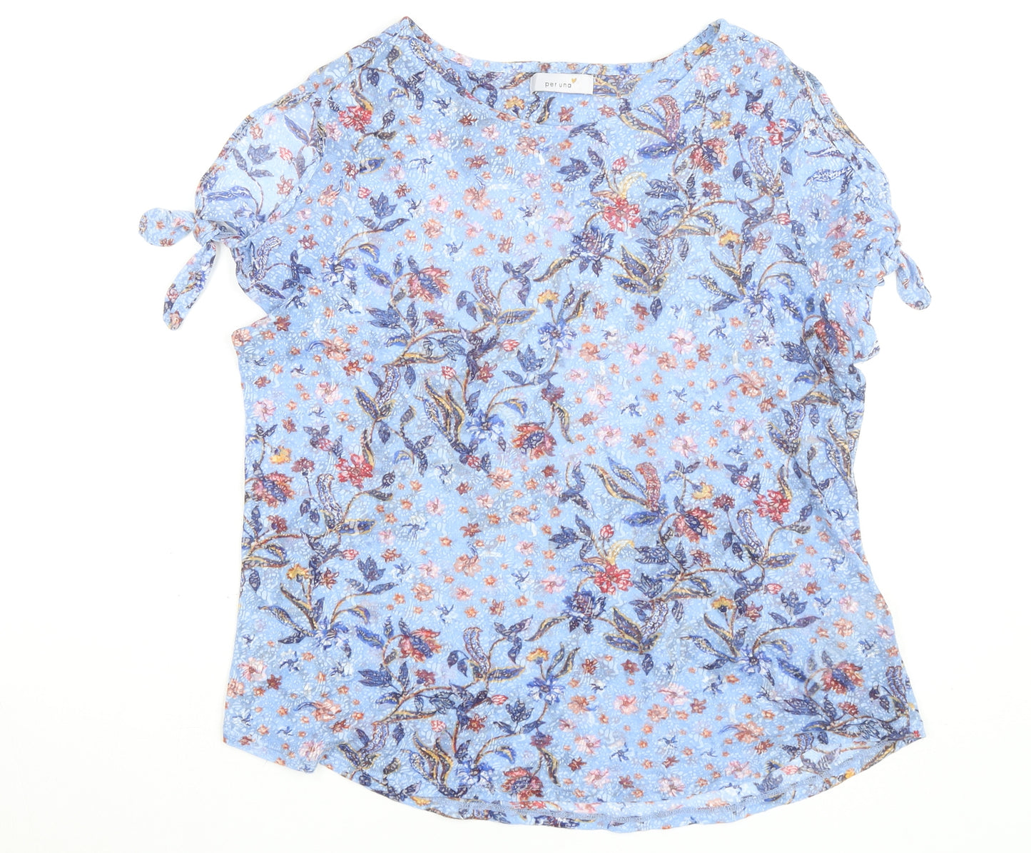 Marks and Spencer Per Una Blue Floral Short Sleeve Tunic Blouse Women’s Size 16