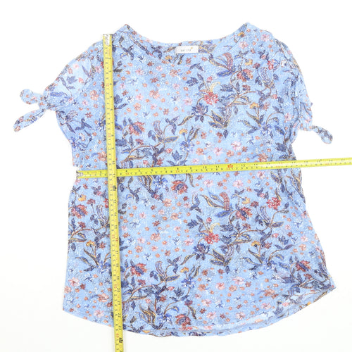 Marks and Spencer Per Una Blue Floral Short Sleeve Tunic Blouse Women’s Size 16