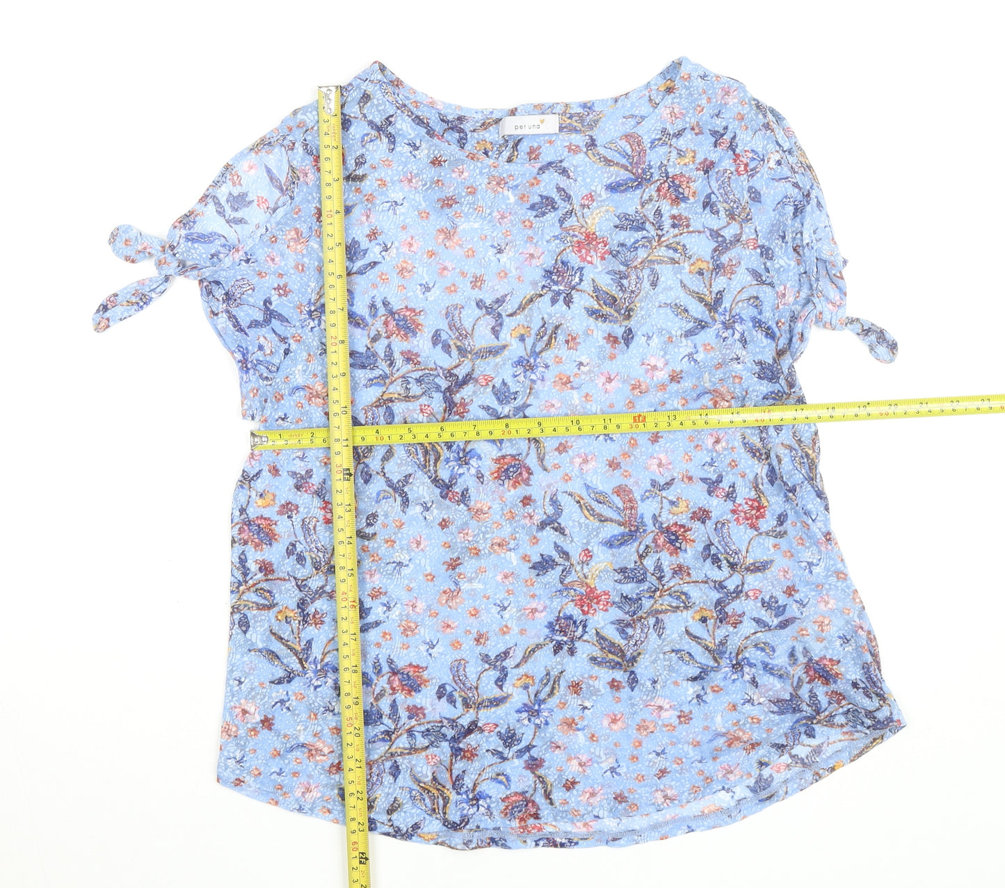 Marks and Spencer Per Una Blue Floral Short Sleeve Tunic Blouse Women’s Size 16