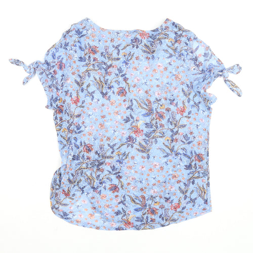 Marks and Spencer Per Una Blue Floral Short Sleeve Tunic Blouse Women’s Size 16