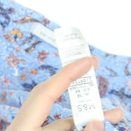 Marks and Spencer Per Una Blue Floral Short Sleeve Tunic Blouse Women’s Size 16