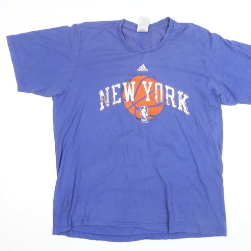 Adidas Men's Blue New York NBA Graphic Cotton T-Shirt Size L