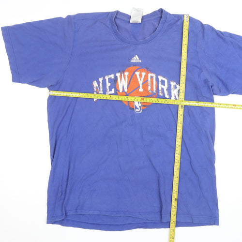 Adidas Men's Blue New York NBA Graphic Cotton T-Shirt Size L