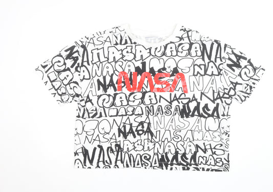 Primark NASA Womens White Graphic T-Shirt XL Relaxed Fit Cotton