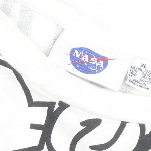 Primark NASA Womens White Graphic T-Shirt XL Relaxed Fit Cotton