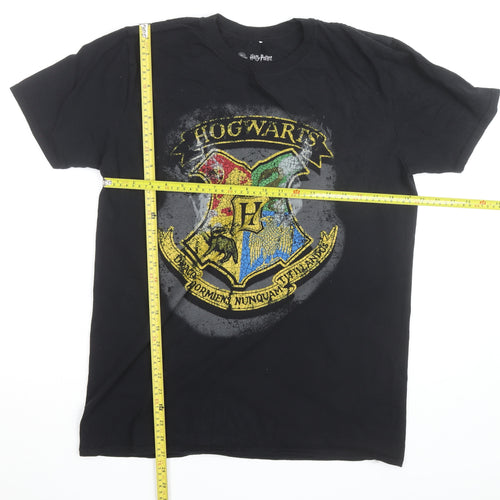 Harry Potter Hogwarts Crest Black Cotton Men's T-Shirt L