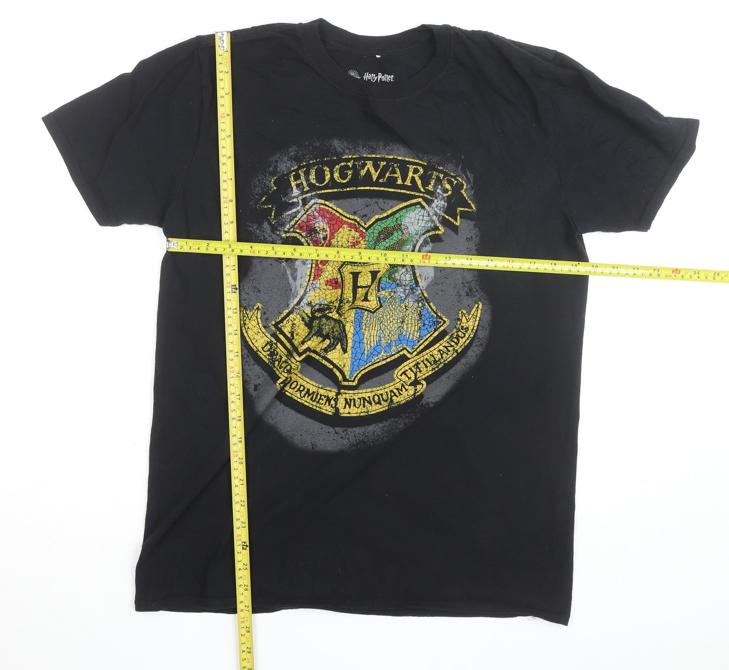 Harry Potter Hogwarts Crest Black Cotton Men's T-Shirt L