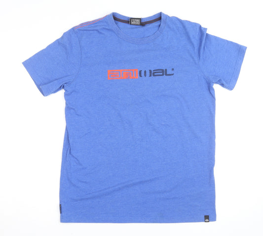 Animal Boys Blue Graphic Logo T-Shirt 15-16 Years Cotton Blend Casual