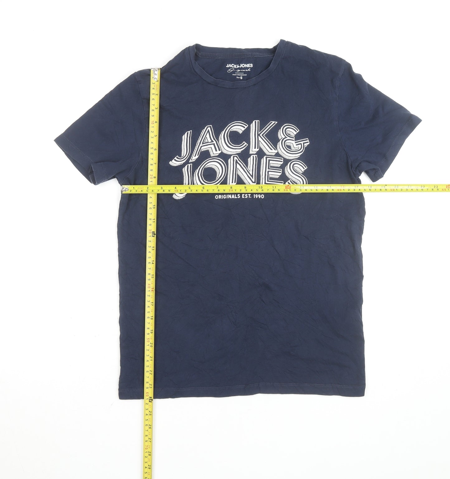 Jack & Jones Blue Cotton Short Sleeve Crew Neck T-Shirt Size S