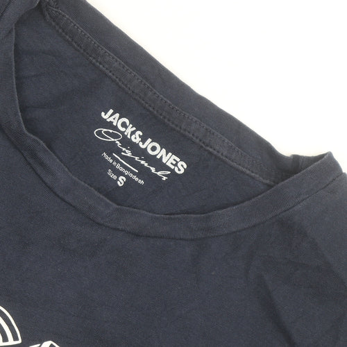 Jack & Jones Blue Cotton Short Sleeve Crew Neck T-Shirt Size S