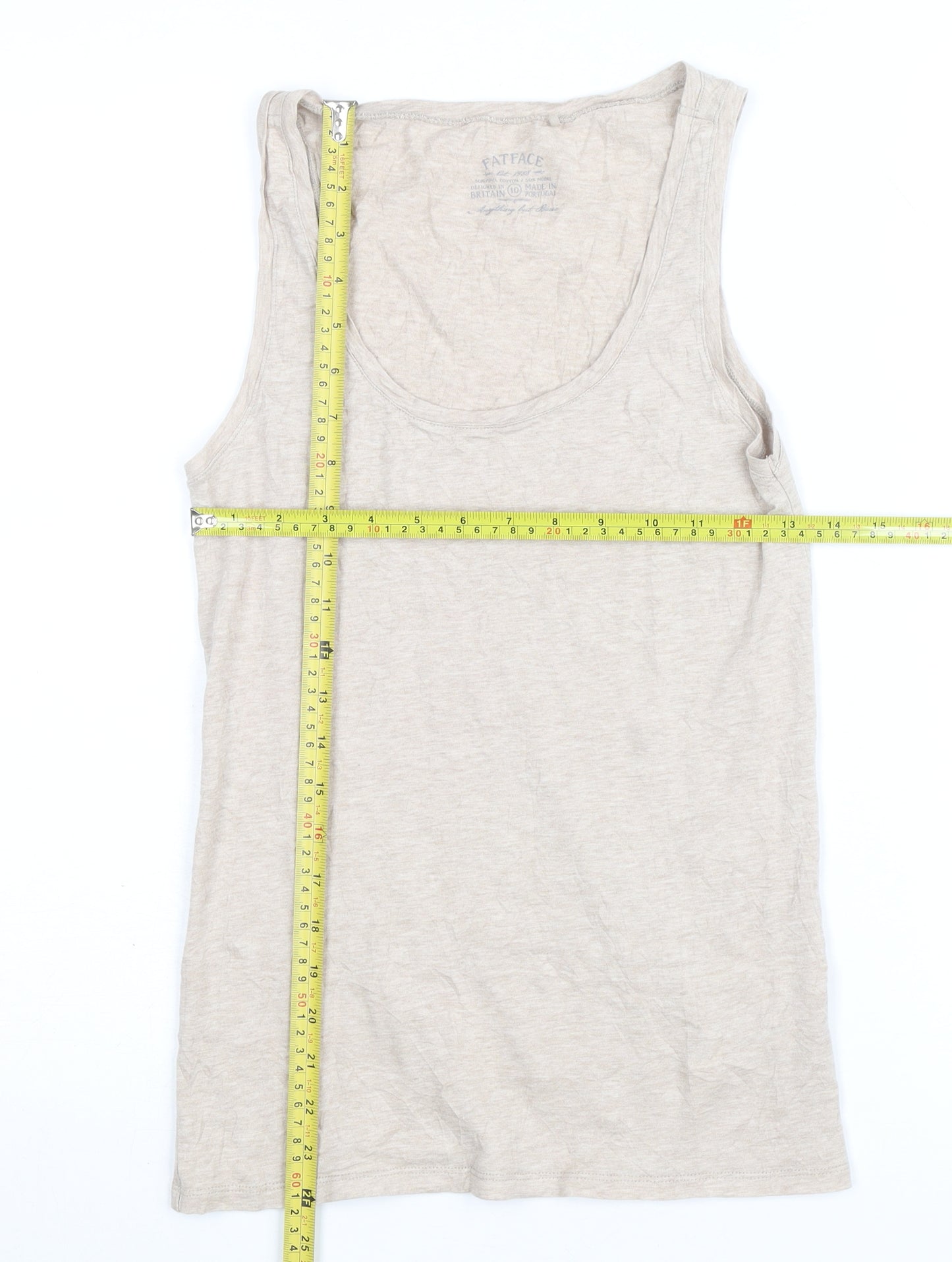 FatFace Women’s Beige Cotton Modal Tank Top Size 10