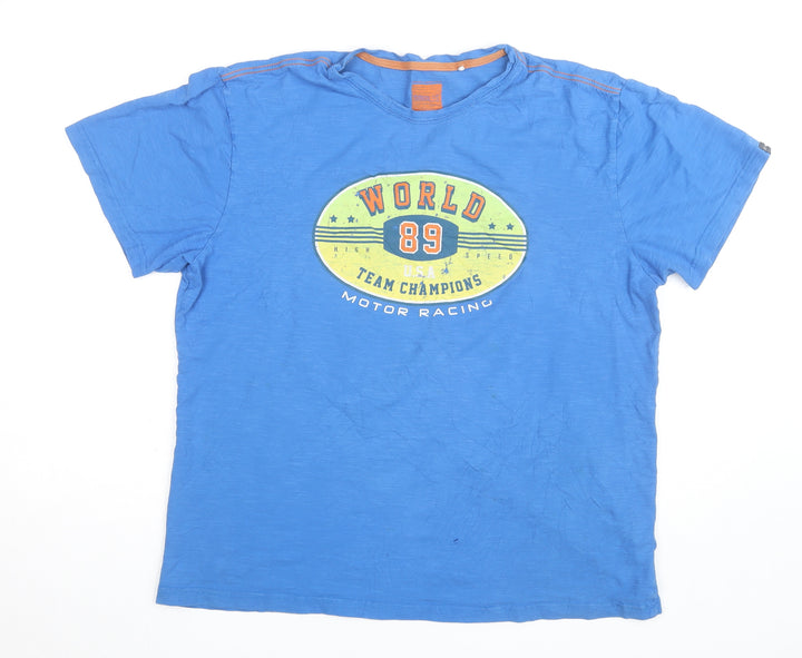 Goggles Men's Blue Motor Racing Graphic Crew Neck T-Shirt Size XL