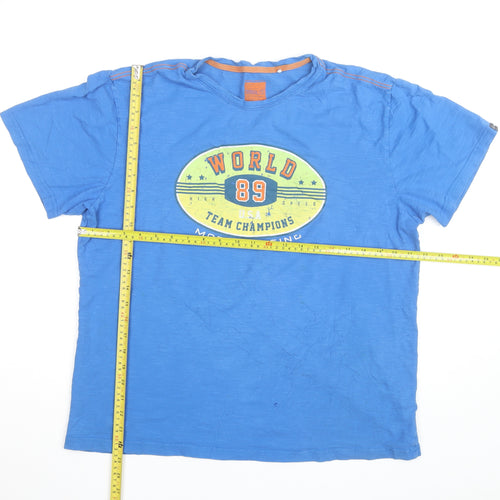 Goggles Men's Blue Motor Racing Graphic Crew Neck T-Shirt Size XL