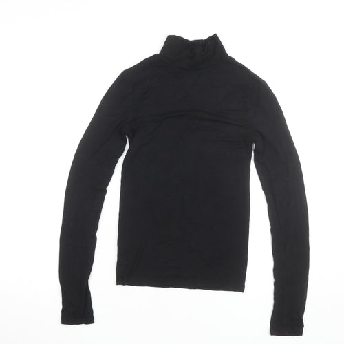 Stradivarius Women's Black Roll Neck Long Sleeve Basic Top Size S
