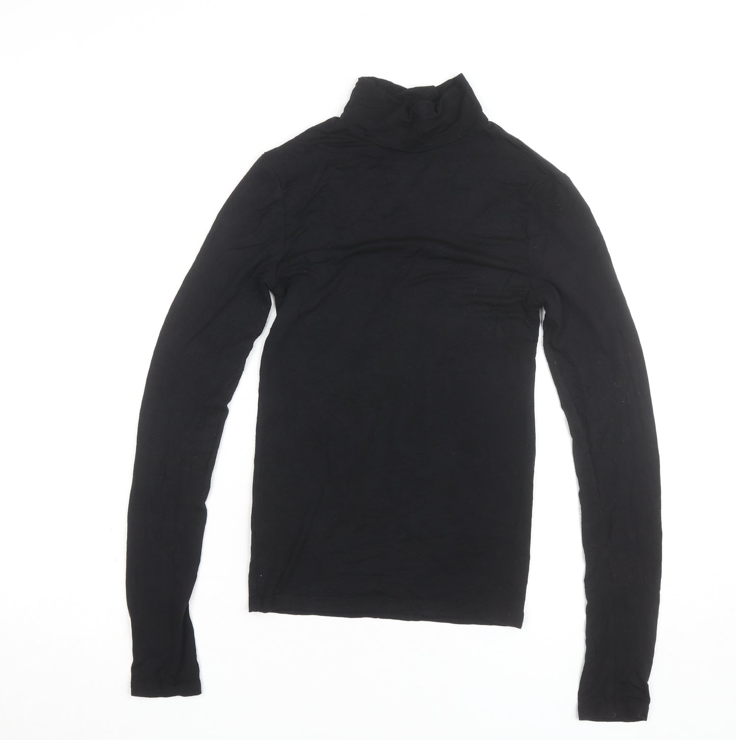 Stradivarius Women's Black Roll Neck Long Sleeve Basic Top Size S