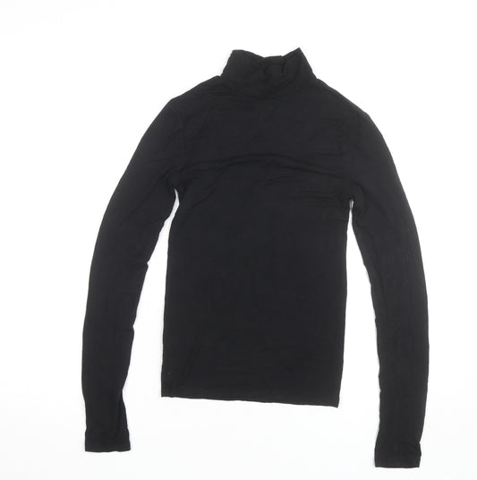 Stradivarius Women's Black Roll Neck Long Sleeve Basic Top Size S