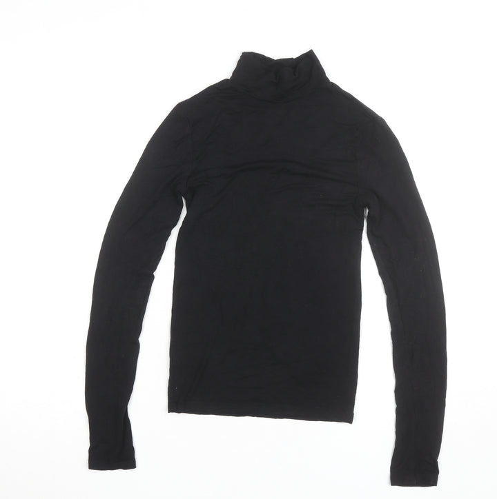 Stradivarius Women's Black Roll Neck Long Sleeve Basic Top Size S