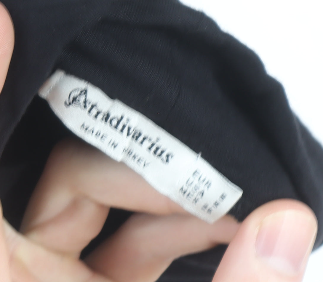 Stradivarius Women's Black Roll Neck Long Sleeve Basic Top Size S