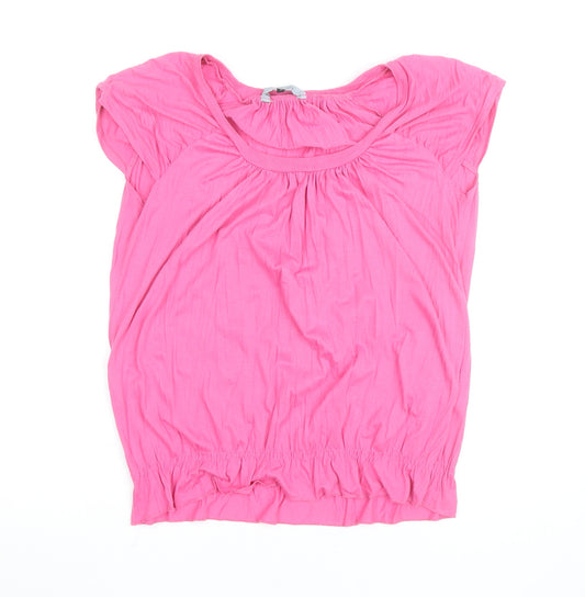 Red Herring Women Pink Size 12 Scoop Neck Short Sleeve Top
