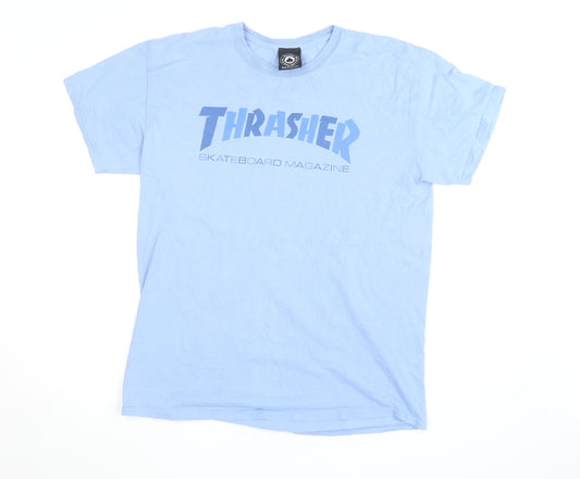 Thrasher Men’s Blue Cotton Graphic Skateboard T-Shirt Size L