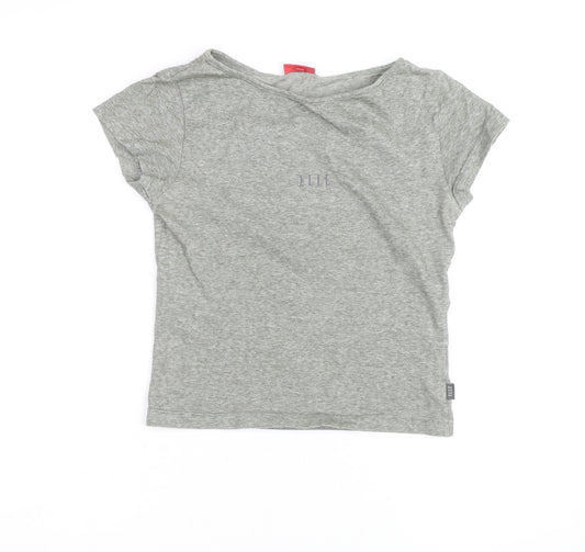 ELLE Women Grey Basic Short Sleeve Cotton T-Shirt M