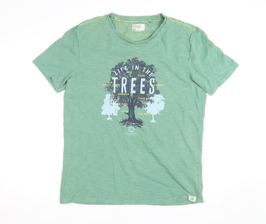 FatFace Men's Green Graphic Nature T-Shirt Size M