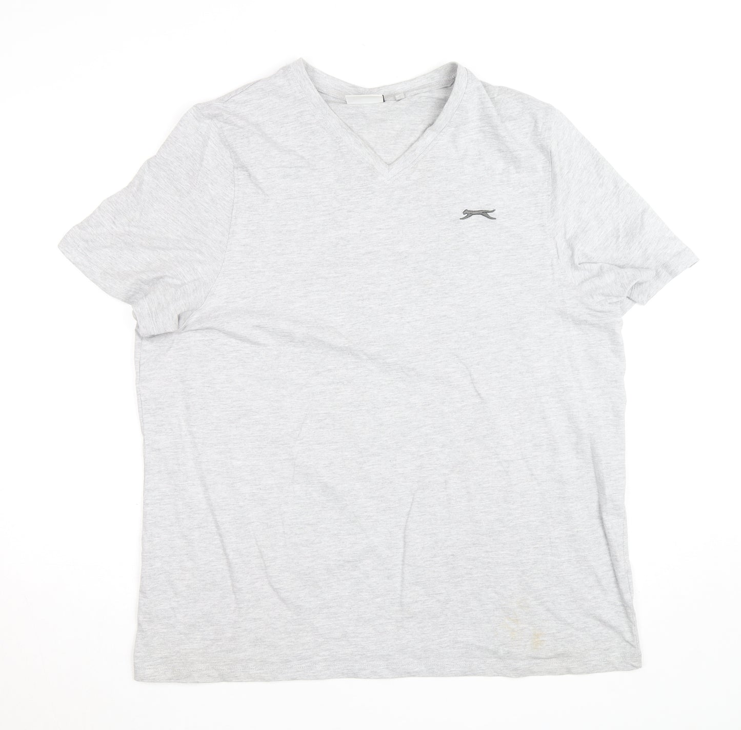 Slazenger Men's Grey V-Neck Short Sleeve Cotton T-Shirt XL